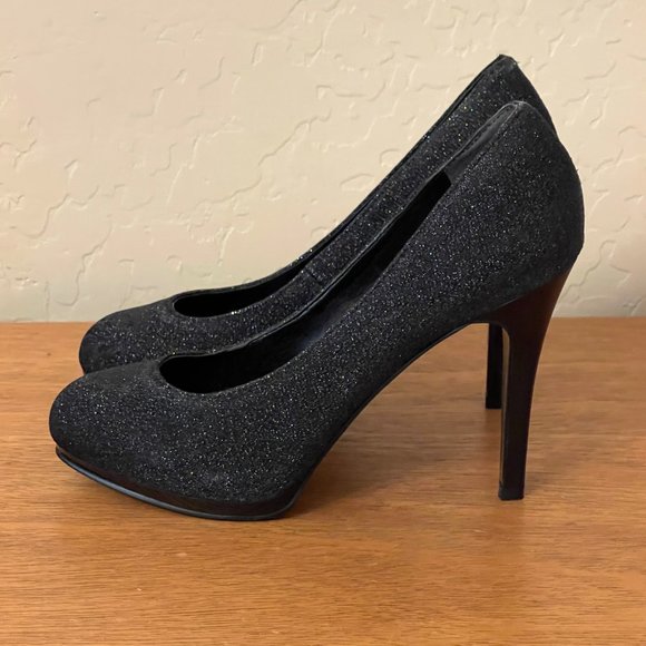 Nine West 6.5 Selma Black Sparkle Platform Heel Pumps Barely Worn!! - Picture 7 of 11